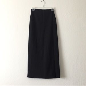 The Limited - Black midi wool blend column skirt with side slit, 4